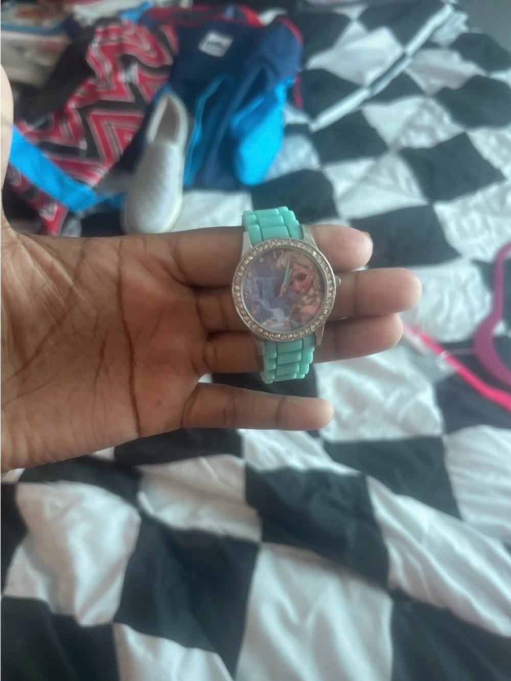 Disney Mint Green Silicone Girls' Watch with Crystal Bezel